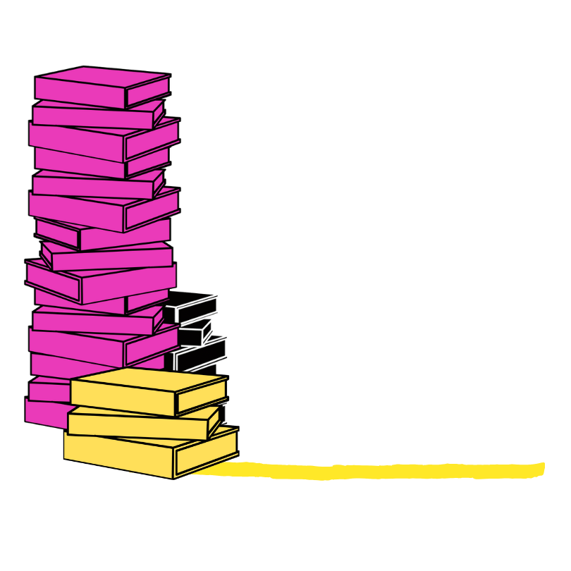 Stack of Books with Yellow Highlight